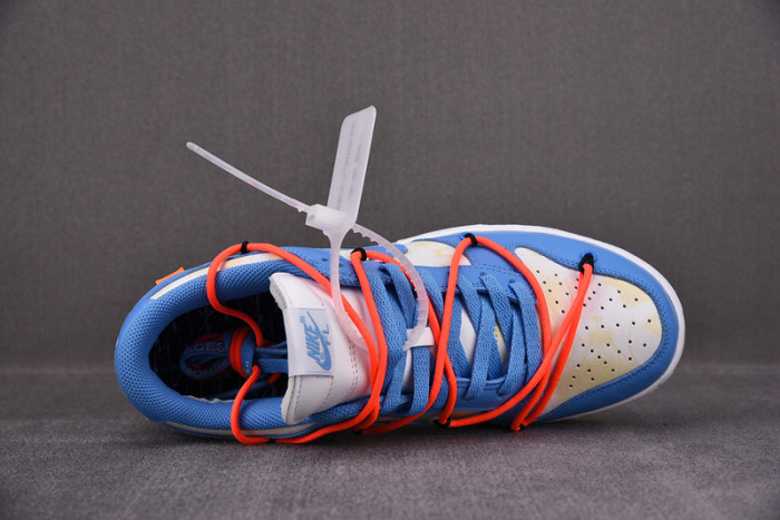 ofw x nike dunk low white blue ct0856-403