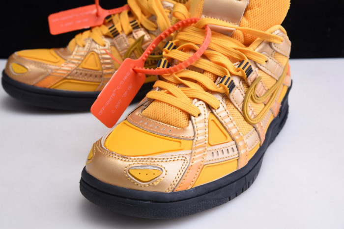 ofw x nike air rubber dunk “university gold cu6015-700